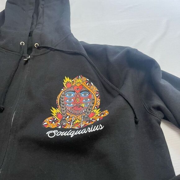 Soulquarius Men’s Full Zip Tour Hoodie Long Sleeve Pockets Black/Multi Size XL - Picture 4 of 10